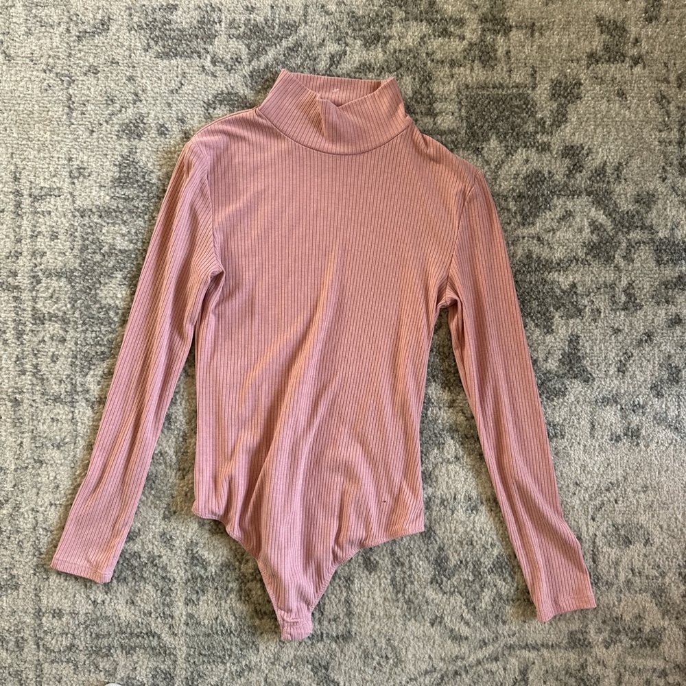 Elodie Pink Fitted Bodysuit with Turtleneck